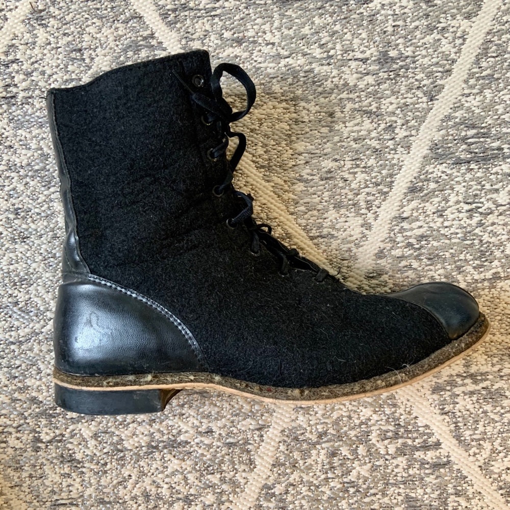 Felt and Leather Combat Boots